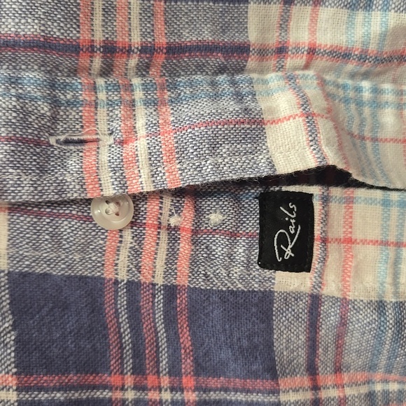 Rails-Wyatt in 'Ocean Tangerine' 100% Cotton Long Sleeve Button Down-Size XL - Picture 7 of 17